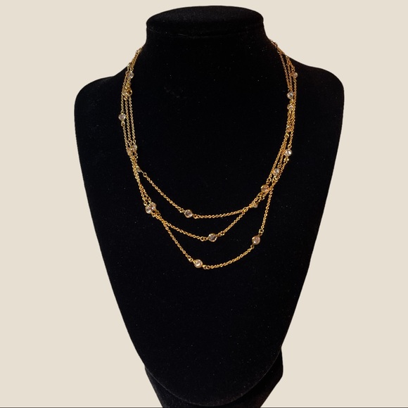 Alainn Long Gold Tone with CZ Necklace 49” Length - Picture 1 of 2